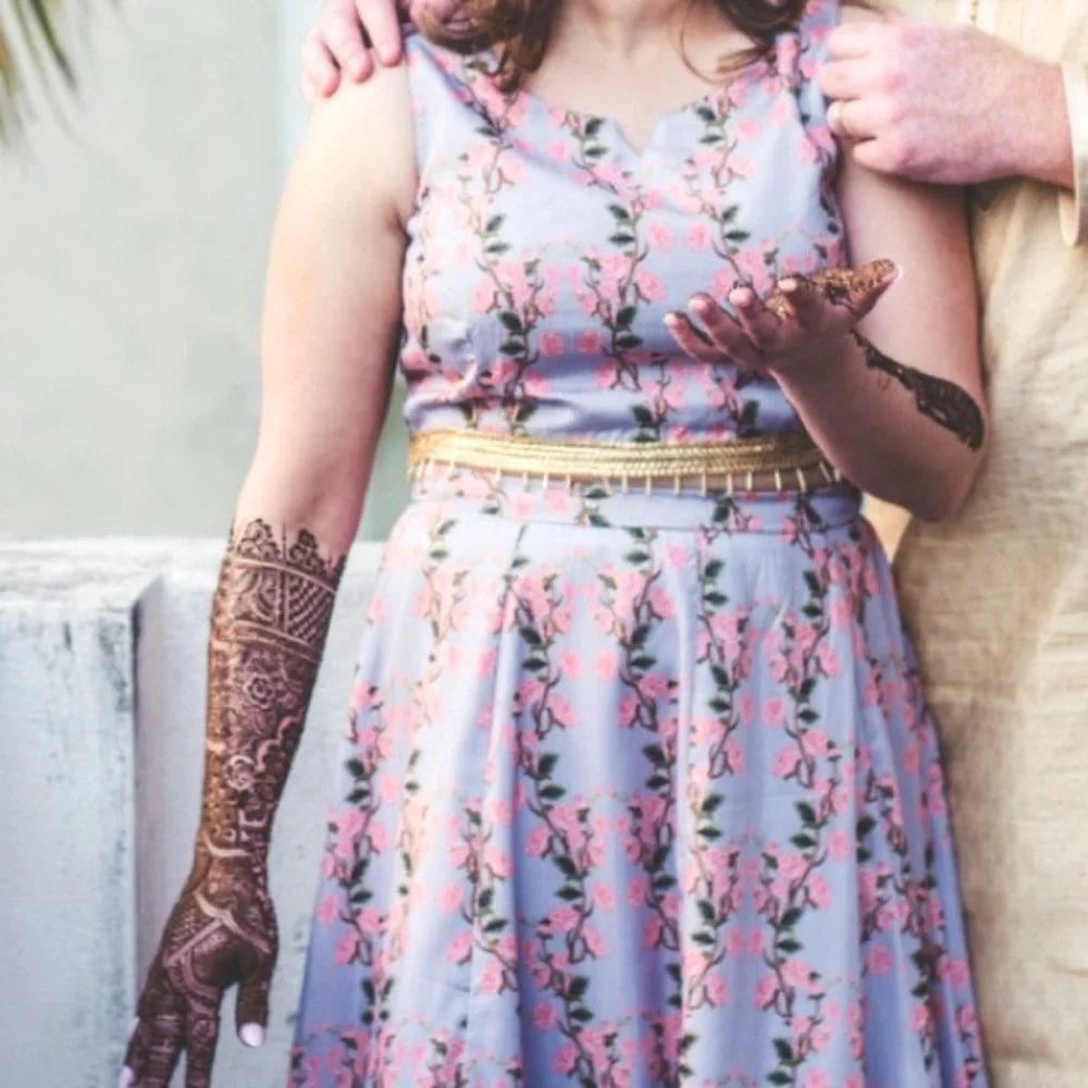 Indya Floral Grey Flared Maxi silk Skirt (Lehenga) & Top - Worn once. - Picture 16 of 16